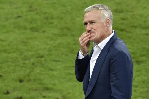 TOPSHOT - France's coach Didier Deschamps reacts after the Euro 2016 final football match between Portugal and France at the Stade de France in Saint-Denis, north of Paris, on July 10, 2016. / AFP / PHILIPPE LOPEZ        (Photo credit should read PHILIPPE LOPEZ/AFP/Getty Images)