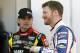 Jeff Gordon, left, and Dale Earnhardt Jr., talk outside the garage during practice for the NASCAR Daytona 500 Sprint Cup Series auto race at Daytona International Speedway, Wednesday, Feb. 20, 2013, in Daytona Beach, Fla. (AP Photo/Terry Renna)