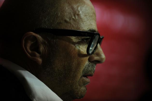 Sevilla's new Argentinian coach Jorge Sampaoli gives a press conference during his official presentation at the Ramon Sanchez Pizjuan stadium in Sevilla on July 3, 2016. 

 / AFP / CRISTINA QUICLER        (Photo credit should read CRISTINA QUICLER/AFP/Getty Images)