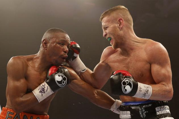 CARDIFF, WALES - JULY 16: Terry Flanagan of Great Britain (R) in action against Mzonke Fana of South Africa during their WBO World Lightweight Championship bout at Cardiff Ice Arena on July 16, 2016 in Cardiff, Wales. (Photo by Julian Herbert/Getty Images)