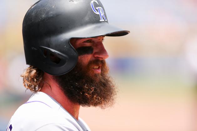 ATLANTA, GA - JULY 17: Charlie Blackmon #19 of the Colorado Rockies in the dugout during the game against the Atlanta Braves on July 17, 2016 in Atlanta, Georgia. Atlanta won 1-0. (Photo by Kevin Liles/Getty Images)