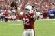 Arizona Cardinals free safety Tyrann Mathieu (32) celebrates his interception against the San Francisco 49ers during the first half of an NFL football game, Sunday, Sept. 27, 2015, in Glendale, Ariz. (AP Photo/Ross D. Franklin)