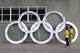 Workers inspect a set of Olympic Rings that are scheduled to be installed inside Olympic Park in Rio de Janeiro, Brazil, Saturday, July 30, 2016. The 2016 Rio de Janeiro Games are scheduled to open Aug. 5. (AP Photo/Patrick Semansky)