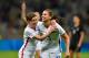BELO HORIZONTE, BRAZIL - AUGUST 03: Alex Morgan #13 of United States and teammate Meghan Klingenberg celebrate after Morgan scores in the Women's Group G first round match between the United States and New Zealand during the Rio 2016 Olympic Games at Mineirao Stadium on August 3, 2016 in Belo Horizonte, Brazil. (Photo by Pedro Vilela/Getty Images)
