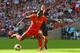 Liverpool's Senegalese midfielder Sadio Mane shoots to score the opening goal of the pre-season International Champions Cup football match between Spanish champions, Barcelona and Liverpool at Wembley stadium in London on August 6, 2016. / AFP / Glyn KIRK (Photo credit should read GLYN KIRK/AFP/Getty Images)