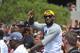 Jun 22, 2016; Cleveland, OH, USA; Cleveland Cavaliers forward LeBron James celebrates during the NBA championship parade in downtown Cleveland. Mandatory Credit: David Richard-USA TODAY Sports