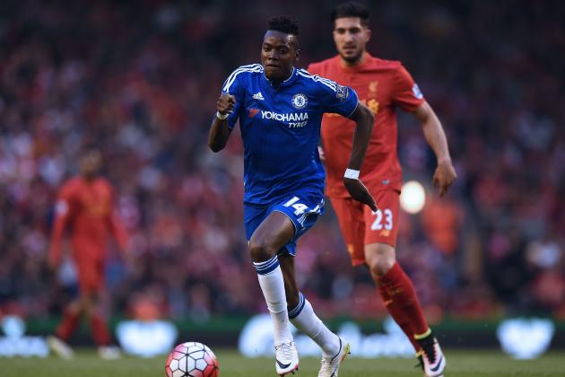 Chelsea's Burkina Faso midfielder Bertrand Traore runs away from Liverpool's German midfielder Emre Can during the English Premier League football match between Liverpool and Chelsea at Anfield in Liverpool, north west England on May 11, 2016. / AFP / Paul ELLIS / RESTRICTED TO EDITORIAL USE. No use with unauthorized audio, video, data, fixture lists, club/league logos or 'live' services. Online in-match use limited to 75 images, no video emulation. No use in betting, games or single club/league/player publications.  /         (Photo credit should read PAUL ELLIS/AFP/Getty Images)