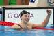 Aug 12, 2016; Rio de Janeiro, Brazil; Katie Ledecky (USA) celebrates after winning the women's 800m freestyle final at Olympic Aquatics Stadium. Mandatory Credit: Rob Schumacher-USA TODAY Sports