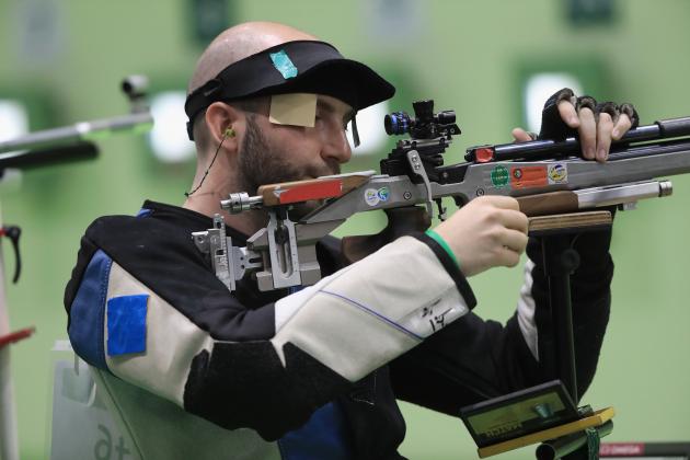 RIO DE JANEIRO, BRAZIL - AUGUST 08: Niccolo Campriani of Italy competes in the qualifying event for the 10m Air Rifle match on Day 3 of the Rio 2016 Olympic Games at the Olympic Shooting Centre on August 8, 2016 in Rio de Janeiro, Brazil. (Photo by Sam Greenwood/Getty Images)