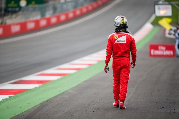SPIELBERG, AUSTRIA - JULY 03:  Sebastian Vettel of Ferrari and Germany crashes due to tyre failure during the Formula One Grand Prix of Austria at Red Bull Ring on July 3, 2016 in Spielberg, Austria.  (Photo by Peter J Fox/Getty Images)