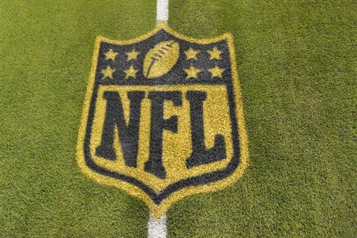 A general view of a football on the field during Baltimore Ravens