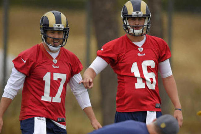 Los Angeles Rams quarterback Jared Goff looks to pass against the San  Francisco 49ers during the first half in an NFL football game Sunday, Dec.  30, 2018, in Los Angeles. (AP Photo/Mark