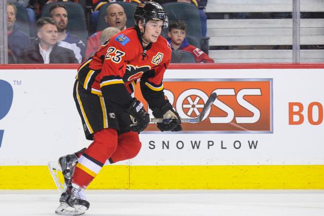 CALGARY, AB - MARCH 16: Sean Monahan #23 of the Winnipeg Jets in action against the Calgary Flames during an NHL game at Scotiabank Saddledome on March 16, 2016 in Calgary, Alberta, Canada. (Photo by Derek Leung/Getty Images)