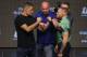 LAS VEGAS, NV - JULY 07: (L to R) Nate Diaz and Conor McGregor face off at the UFC 202 press conference at the T-Mobile Arena on July 7, 2016 in Las Vegas, Nevada. (Photo by Ed Mulholland/Zuffa LLC/Zuffa LLC via Getty Images)