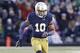 Notre Dame safety Max Redfield (10) runs on the field during the first half of an NCAA college football game against Northwestern in South Bend, Ind., Saturday, Nov. 15, 2014. (AP Photo/Nam Y. Huh)