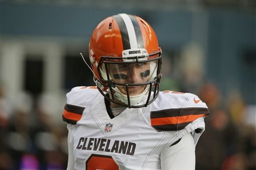 Cleveland Browns quarterback Johnny Manziel stands on the field during warmups before an NFL football game against the Seattle Seahawks, Sunday, Dec. 20, 2015, in Seattle. (AP Photo/Ted S. Warren)