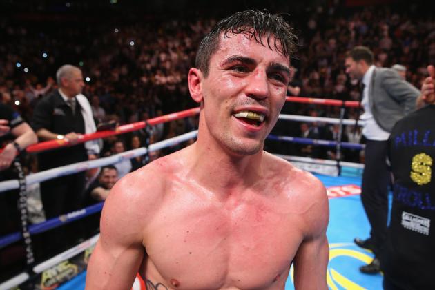 MANCHESTER, ENGLAND - MAY 07:  Anthony Crolla celebrates beating Ismael Barroso to win the WBA World Lightweight Championship fight between Anthony Crolla and Ismael Barroso at Manchester Arena on May 07, 2016 in Manchester, England.  (Photo by Alex Livesey/Getty Images)