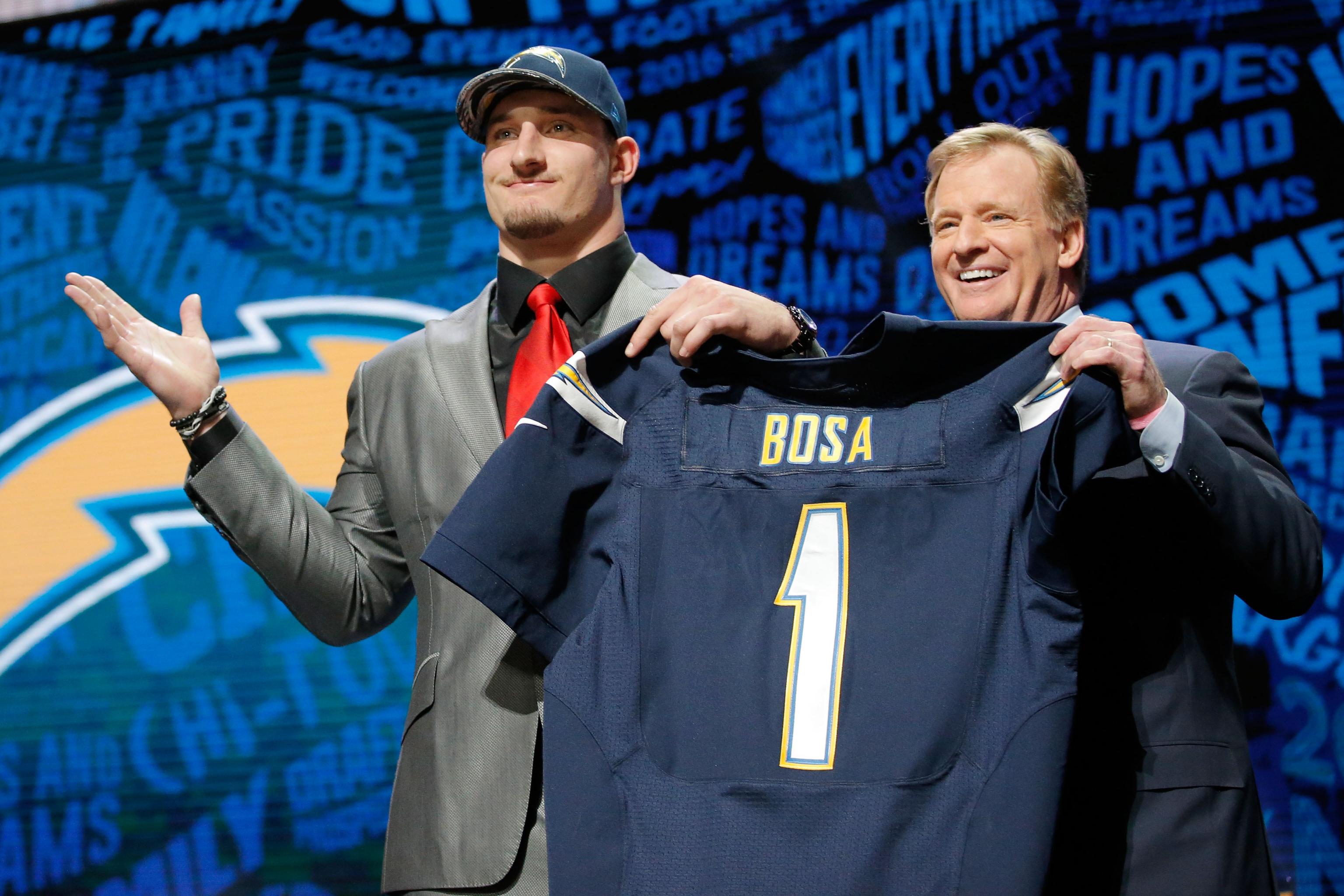 Watch: Joey Bosa reacts to Chargers' new, unreleased uniforms