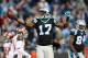 CHARLOTTE, NC - JANUARY 03: Devin Funchess #17 of the Carolina Panthers reacts after making a catch during their game against the Tampa Bay Buccaneers at Bank of America Stadium on January 3, 2016 in Charlotte, North Carolina. (Photo by Streeter Lecka/Getty Images)