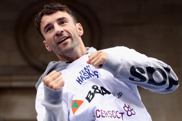 LONDON, ENGLAND - SEPTEMBER 06: IBF Bantamweight champion Lee Haskins of Great Britain takes part in a public workout in Covent Garden on September 6, 2016 in London, England. (Photo by Bryn Lennon/Getty Images)