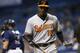 ST. PETERSBURG, FL - SEPTEMBER 6: Adam Jones #10 of the Baltimore Orioles reacts after striking out swinging to pitcher Erasmo Ramirez of the Tampa Bay Rays during the sixth inning of a game on September 6, 2016 at Tropicana Field in St. Petersburg, Florida. (Photo by Brian Blanco/Getty Images)