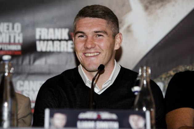 LONDON, ENGLAND - JULY 20: Liam Smith chats to the media during the Canelo Alvarez vs Liam Smith boxing press conference at The Landmark Hotel on July 20, 2016 in London, England. (Photo by Charlie Crowhurst/Getty Images)