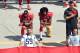 CHARLOTTE, NC - SEPTEMBER 18: Colin Kaepernick #7 and Eric Reid #35 of the San Francisco 49ers kneel during the national anthem before their game against the Carolina Panthers at Bank of America Stadium on September 18, 2016 in Charlotte, North Carolina. (Photo by Grant Halverson/Getty Images)