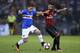 Sampdoria's Uruguayan midfielder Lucas Torreira (L) vies for the ball with AC Milan's Spanish midfielder Suso during the Italian Serie A football match Sampdoria vs AC Milan on September 16, 2016 at the Luigi Ferraris Stadium in Genoa. / AFP / MARCO BERTORELLO (Photo credit should read MARCO BERTORELLO/AFP/Getty Images)