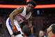 Apr 12, 2016; Auburn Hills, MI, USA; Detroit Pistons forward Stanley Johnson (3) stands on the first row of seats during the fourth quarter against the Miami Heat at The Palace of Auburn Hills. Heat win 99-93. Mandatory Credit: Raj Mehta-USA TODAY Sports