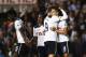LONDON, ENGLAND - SEPTEMBER 21: Erik Lamela of Tottenham Hotspur celebrates scoring his sides fifth goal with Vincent Janssen of Tottenham Hotspur during the EFL Cup Third Round match between Tottenham Hotspur and Gillingham at White Hart Lane on September 21, 2016 in London, England. (Photo by Julian Finney/Getty Images)