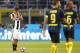 Juventus' forward Paulo Dybala from Argentina (L) reacts during the Italian Serie A football match Inter Milan vs Juventus on September 18, 2016 at the 'San Siro Stadium' in Milan. / AFP / MARCO BERTORELLO (Photo credit should read MARCO BERTORELLO/AFP/Getty Images)