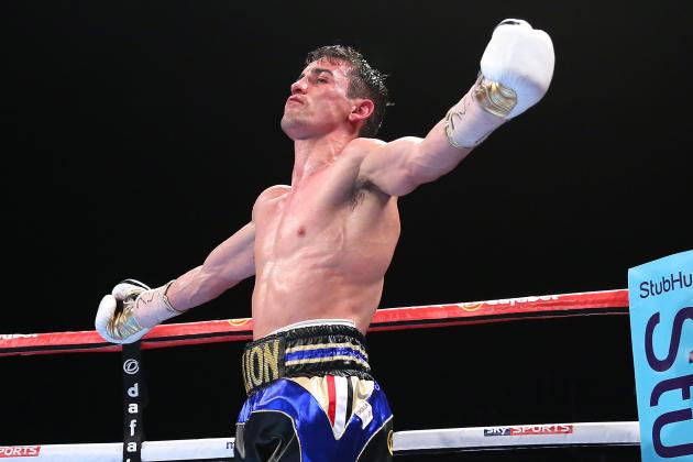 MANCHESTER, ENGLAND - MAY 07: Anthony Crolla celebrates beating Ismael Barroso to win the WBA World Lightweight Championship fight between Anthony Crolla and Ismael Barroso at Manchester Arena on May 07, 2016 in Manchester, England. (Photo by Alex Livesey/Getty Images)