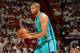 MIAMI, FL - APRIL 20: Nicolas Batum #5 of the Charlotte Hornets defends the ball against the Miami Heat during Game Two of the Eastern Conference Quarterfinals during the 2016 NBA Playoffs on April 20, 2016 at American Airlines Arena in Miami, Florida. NOTE TO USER: User expressly acknowledges and agrees that, by downloading and or using this Photograph, user is consenting to the terms and conditions of the Getty Images License Agreement. Mandatory Copyright Notice: Copyright 2016 NBAE (Photo by Issac Baldizon/NBAE via Getty Images)