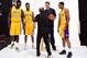 EL SEGUNDO, CA - SEPTEMBER 26: Julius Randle #30, D'Angelo Russell #1, Luke Walton, and Jordan Clarkson #6 of the Los Angeles Lakers pose for a photograph for team photographer Andrew D. Bernstein during Los Angeles Laker media day at Toyota Sports Center on September 26, 2016 in El Segundo, California. (Photo by Harry How/Getty Images)