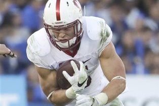 Stanford running back Christian McCaffrey runs against UCLA during the first half of an NCAA college football game in Pasadena, Calif., Saturday, Sept. 24, 2016. Stanford won 22-13. (AP Photo/Chris Carlson)