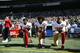 SEATTLE, WA - SEPTEMBER 25: Eli Harold #58, Colin Kaepernick #7 and Eric Reid #35 of the San Francisco 49ers kneel on the sideline during the anthem prior to the game against the Seattle Seahawks at CenturyLink Field on September 25, 2016 in Seattle, Washington. The Seahawks defeated the 49ers 38-18. (Photo by Michael Zagaris/San Francisco 49ers/Getty Images)