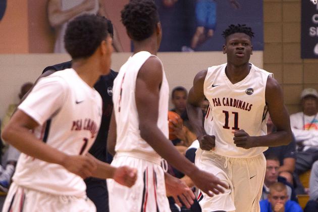 Jul 10, 2016; North Augusta, SC, USA; PSA Cardinals player Mohamed Bamba (11) after a play during the first half of the Nike Peach Jam Finals against the Mokan Elite at the Riverview Park Activity Center. Mokan won 93-65. Mandatory Credit: Joshua S. Kelly-USA TODAY Sports