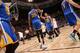 VANCOUVER, BC - OCTOBER 1: Stephen Curry #30 of the Golden State Warriors high fives Kevin Durant #35 during the game against the Toronto Raptors during a preseason game on October 1, 2016 at Rogers Arena in Vancouver, British Columbia, Canada. NOTE TO USER: User expressly acknowledges and agrees that, by downloading and or using this photograph, user is consenting to the terms and conditions of Getty Images License Agreement. Mandatory Copyright Notice: Copyright 2016 NBAE (Photo by Noah Graham/NBAE via Getty Images)