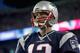 CHARLOTTE, NC - AUGUST 26: Tom Brady #12 of the New England Patriots looks on against the Carolina Panthers during their game at Bank of America Stadium on August 26, 2016 in Charlotte, North Carolina. (Photo by Streeter Lecka/Getty Images)