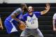 WEST POINT, NY - SEPTEMBER 30: Kyle O'Quinn #9 of the New York Knicks handles the ball against Joakim Noah #13 of the New York Knicks during training camp practice on September 30, 2016 at The U.S. Military Academy at West Point in West Point, New York. NOTE TO USER: User expressly acknowledges and agrees that, by downloading and or using this Photograph, user is consenting to the terms and conditions of the Getty Images License Agreement. Mandatory Copyright Notice: Copyright 2016 NBAE (Photo by Nathaniel S. Butler/NBAE via Getty Images)