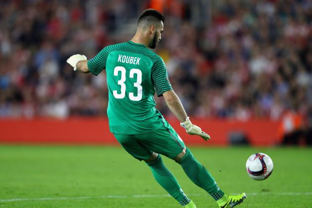 SOUTHAMPTON, ENGLAND - SEPTEMBER 15: Tomas Koubek of Sparta Praha in action during the UEFA Europa League Group K match between Southampton FC and AC Sparta Praha at St Mary's Stadium on September 15, 2016 in Southampton, England. (Photo by Warren Little/Getty Images)