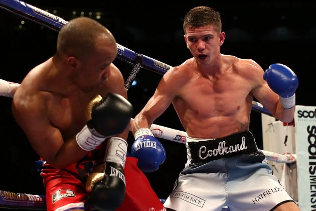 LEEDS, ENGLAND - JULY 30:  Luke Campbell (R) in action against Argenis Mendez in their Vacant WBC Silver Lightweight Championship fight at First Direct Arena on July 30, 2016 in Leeds, England.  (Photo by Jan Kruger/Getty Images)