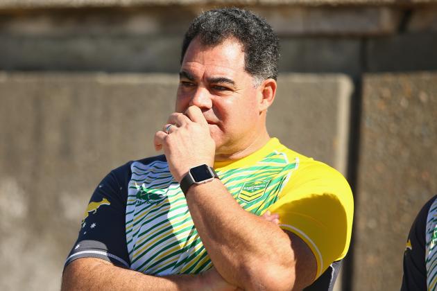 SYDNEY, AUSTRALIA - MAY 02:  Kangaroos coach Mal Meninga watches on during the Australia Kangaroos Test team recovery session at Coogee Beach on May 2, 2016 in Sydney, Australia.  (Photo by Mark Kolbe/Getty Images)