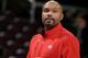 CLEVELAND, OH - APRIL 13: Tim Hardaway of the Detroit Pistons helps the team warm up before a game against the Cleveland Cavaliers on April 13, 2015 at Quicken Loans Arena in Cleveland, Ohio. NOTE TO USER: User expressly acknowledges and agrees that, by downloading and/or using this Photograph, user is consenting to the terms and conditions of the Getty Images License Agreement. Mandatory Copyright Notice: Copyright 2015 NBAE (Photo by Garrett Ellwood/NBAE via Getty Images)