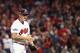 CLEVELAND, OH - OCTOBER 06: Trevor Bauer #47 of the Cleveland Indians reacts after the fourth inning against the Boston Red Sox during game one of the American League Divison Series at Progressive Field on October 6, 2016 in Cleveland, Ohio. (Photo by Maddie Meyer/Getty Images)
