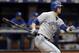 Toronto Blue Jays' Michael Saunders singles against the Tampa Bay Rays during a baseball game Sunday, Sept. 4, 2016, in St. Petersburg, Fla. (AP Photo/Chris O'Meara)