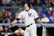 NEW YORK, NY - SEPTEMBER 08: Gary Sanchez #24 of the New York Yankees in action against the Tampa Bay Rays at Yankee Stadium on September 8, 2016 in the Bronx borough of New York City. The Yankees defeated the Rays 5-4. (Photo by Jim McIsaac/Getty Images)
