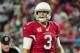 Oct 17, 2016; Glendale, AZ, USA; Arizona Cardinals quarterback Carson Palmer (3) looks on during the second half against the New York Jets at University of Phoenix Stadium. Mandatory Credit: Matt Kartozian-USA TODAY Sports