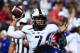 TCU quarterback Kenny Hill passes to a teammate during the first half of an NCAA college football game against Kansas in Lawrence, Kan., Saturday, Oct. 8, 2016. (AP Photo/Orlin Wagner)