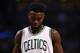 BOSTON, MA - OCTOBER 17: Jaylen Brown #7 of the Boston Celtics looks on during the second quarter against the New York Knicks at TD Garden on October 17, 2016 in Boston, Massachusetts. (Photo by Maddie Meyer/Getty Images)